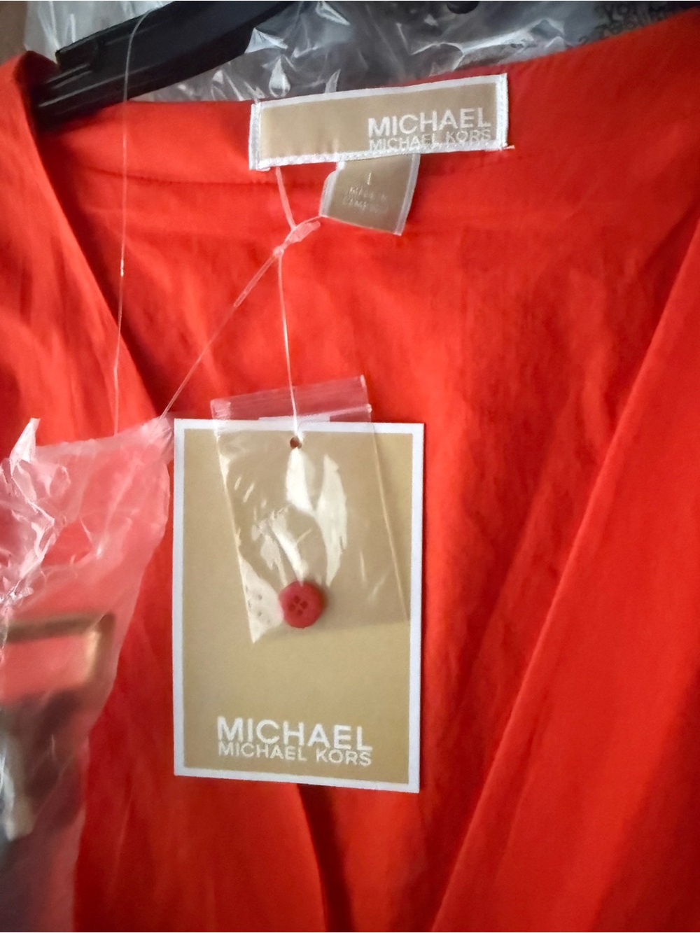 Michael Kors Optic Orange Belted Pleated Dress NWT Size Large - Picture 10 of 12